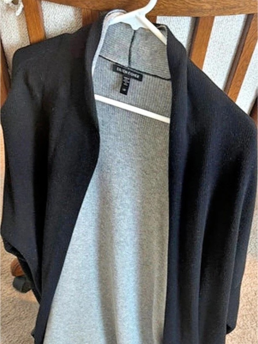 Eileen Fisher Women's Black & Gray Open Front Blazer
